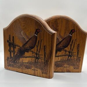 VTG‎ Wooden Pheasant Bookends Grandpacore